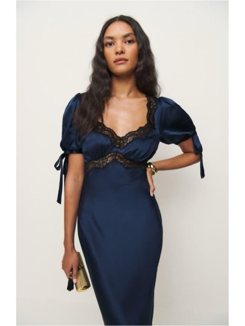 Reformation X Kacey Musgraves Stella Silk Sweetheart Lace Midi Dress 2 XS NWT - Picture 4 of 5